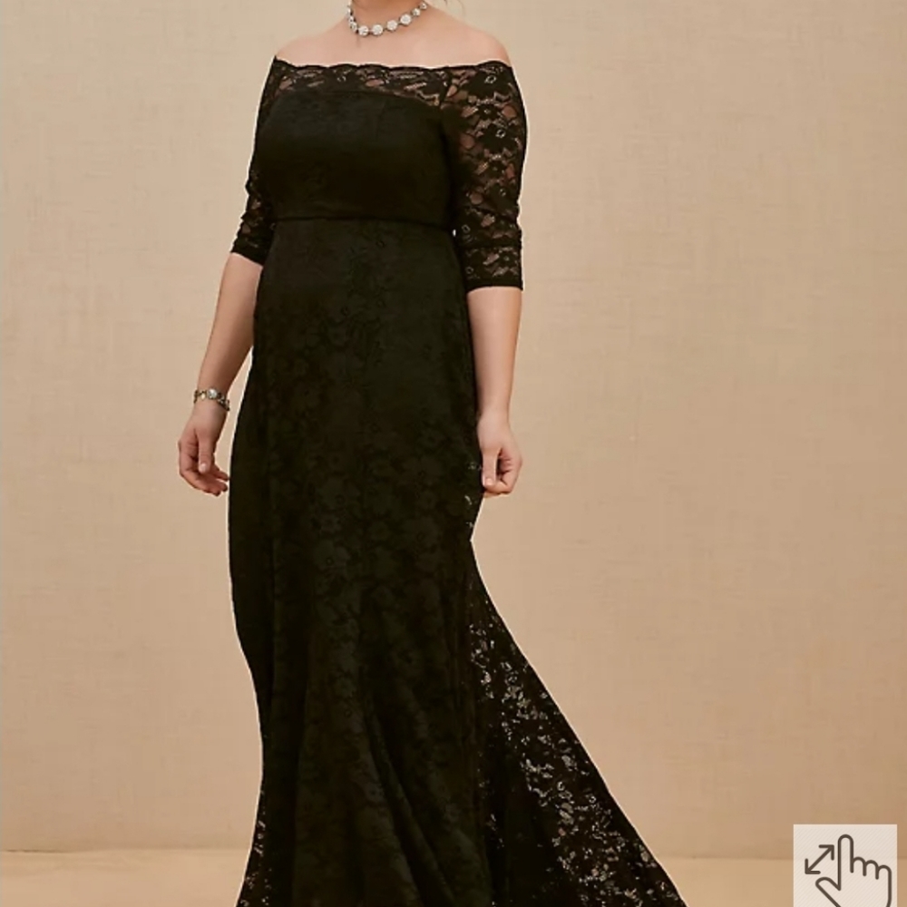 TORRID SPECIAL OCCASION BLACK LACE OFF SHOULDER GOWN
